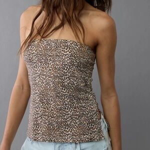 AERIE Leopard Print Strapless Top